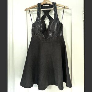 Blossom Black Fitted Flare Mini Dress